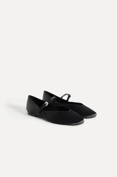 Zara SATIN EFFECT BALLET FLATS 50TH ANNIVERSARY - Black