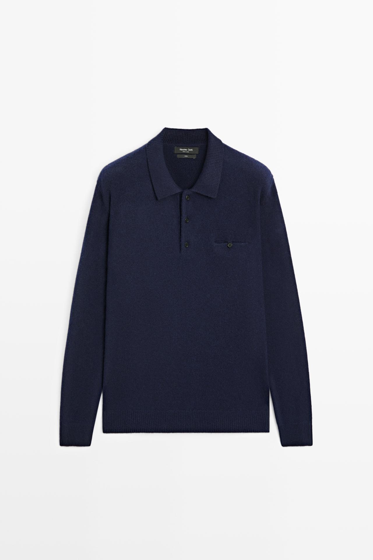 100% wool knit polo collar sweater — 452