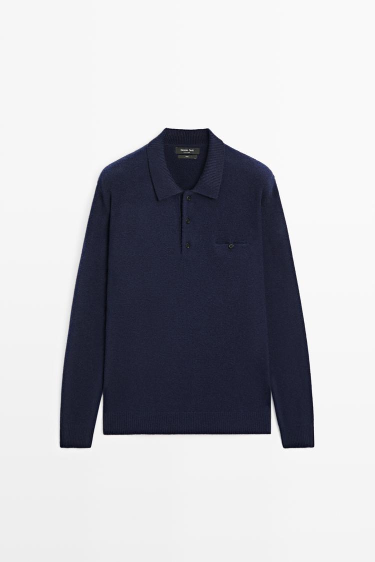 100% wool knit polo collar sweater — 452