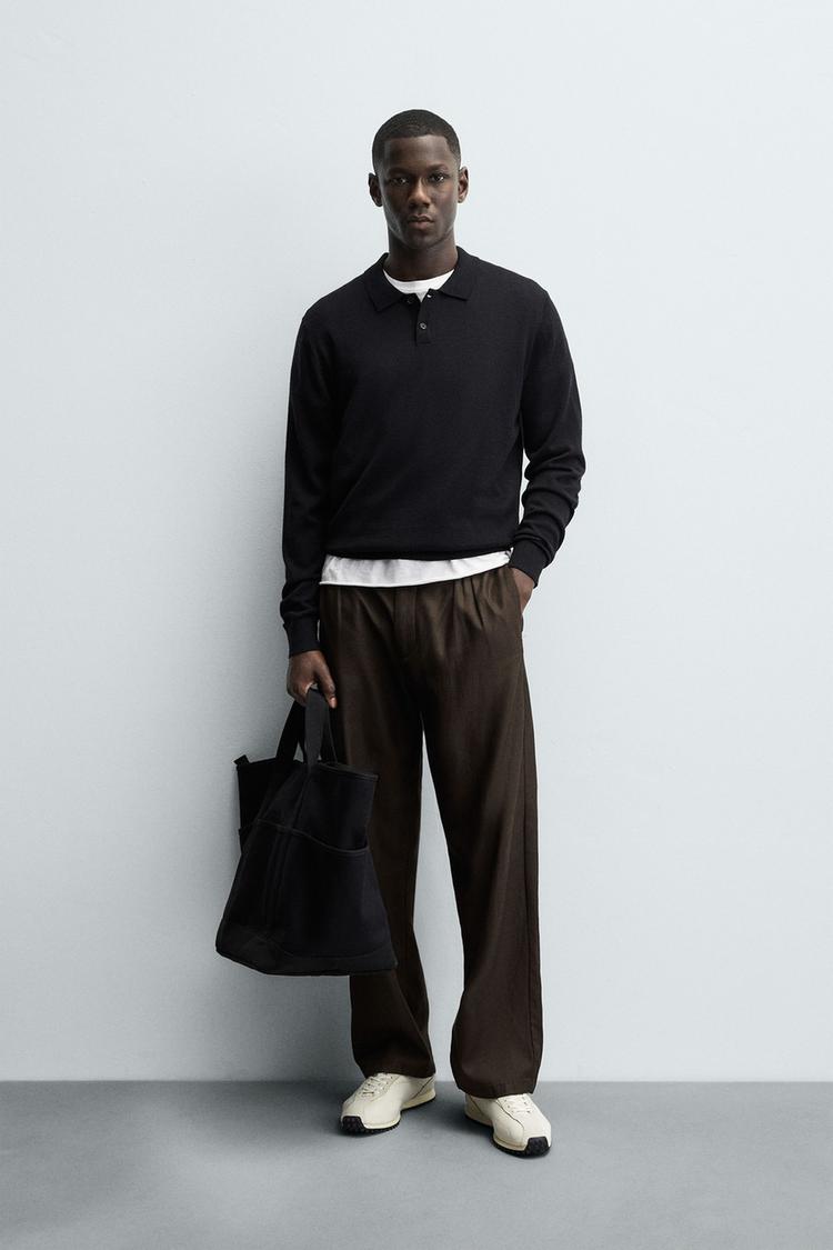 Maniche Lunghe Camicia Jeans Nera Zara POLO IN MAGLIA 100% LANA