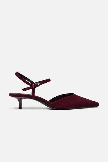 ZAPATO KITTEN EFECTO TERCIOPELO - Rojo Burdeos de Zara