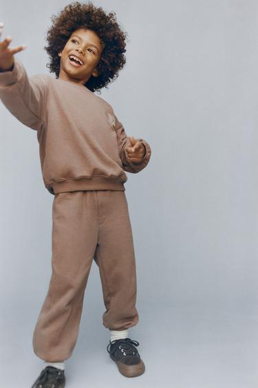 EMBROIDERED TEXT JOGGER SWEATSHIRT AND TROUSERS SET - Pale pink by Zara