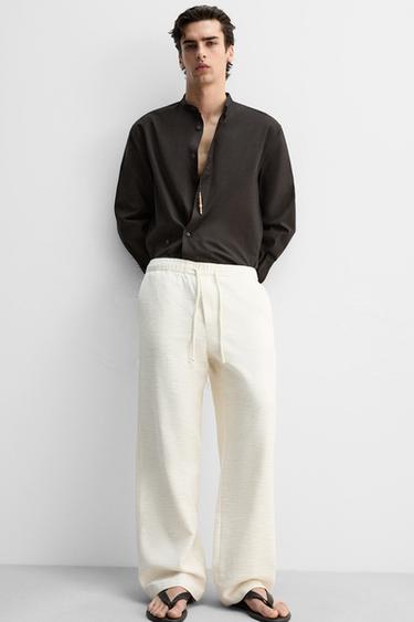 TEXTURED RELAXED FIT TROUSERS - Ecru by Zara - Image 4