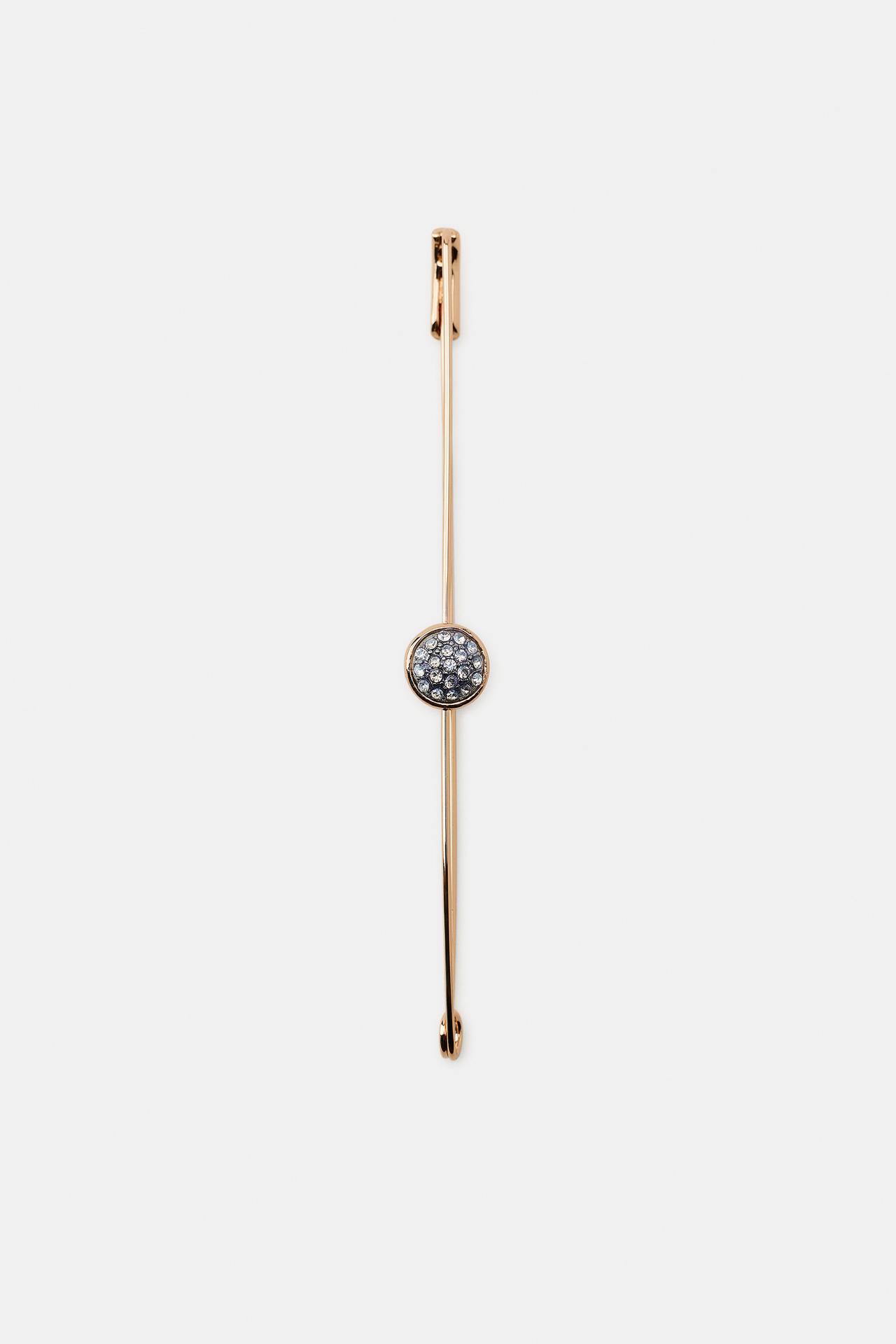 METALLIC RHINESTONE BROOCH — Golden