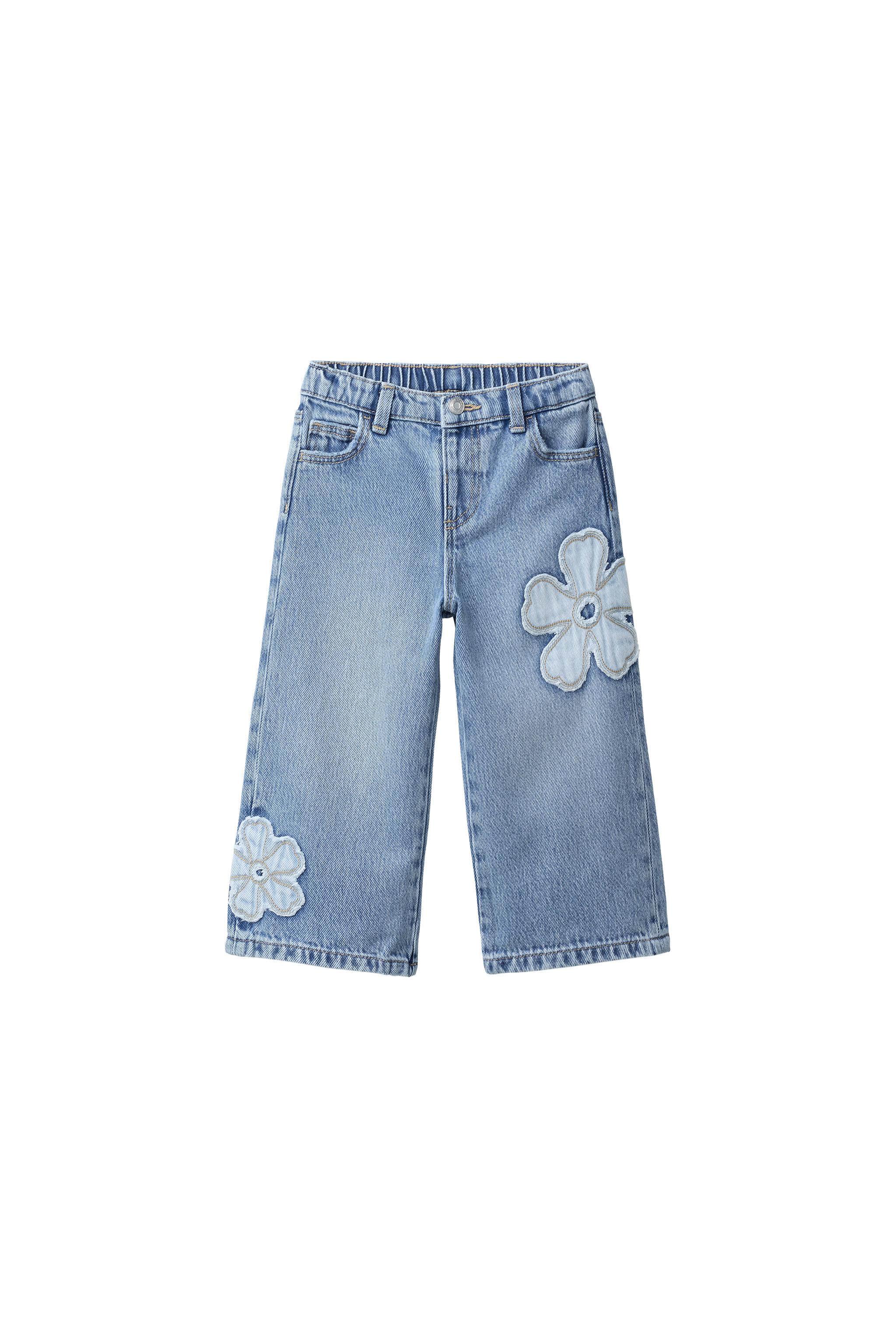 WIDE-LEG JEANS WITH FLOWERS - Blue | ZARA South Africa