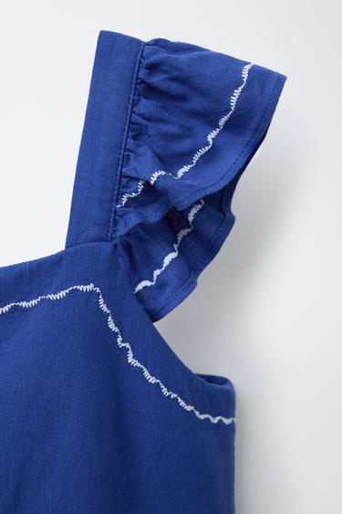 TOPSTITCHED LINEN BLEND DRESS - Bluish by Zara - Image 2