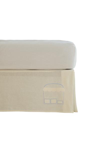 KIDS' EMBROIDERED LINEN AND COTTON VALANCE SHEET - Oyster-white by Zara