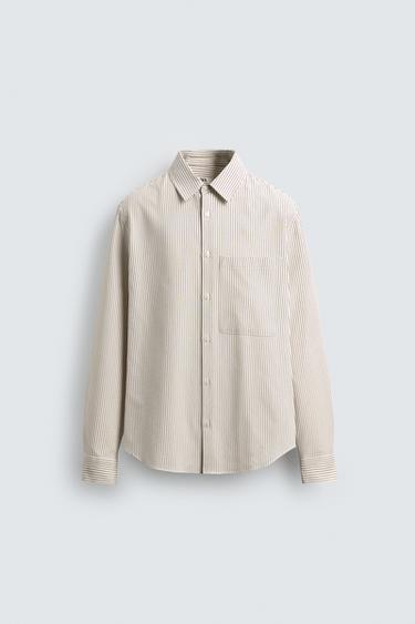 CHEMISE STRUCTURÉE OXFORD À RAYURES - Blanc / Gris de Zara