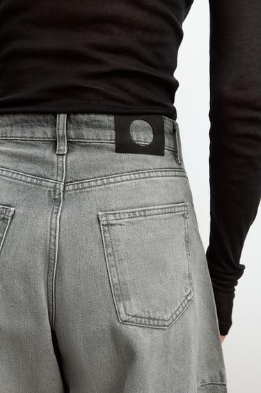 Zara ZW COLLECTION MID-RISE BALLOON JEANS - Gray