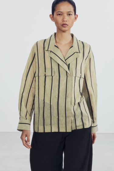 ZW COLLECTION POCKET CROSS-OVER SHIRT - striped by Zara