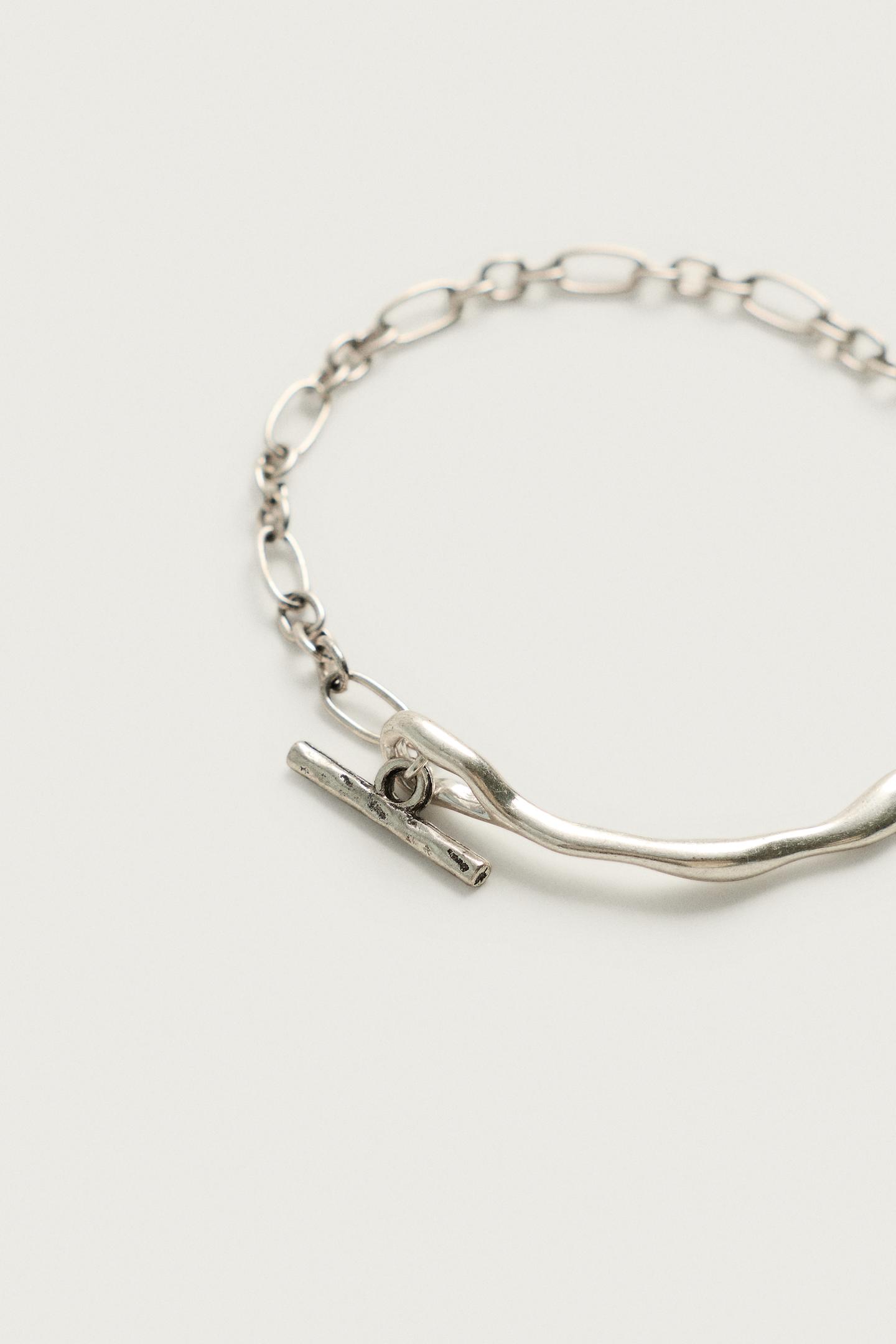 Мужской браслет Zara Combined Metal Link, цвет: Серебряный — фото 3