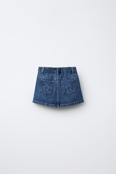 JUPE EN DENIM ÉTOILES - Bleu de Zara - Image 1