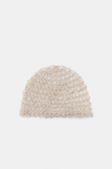 GORRO CASQUETE CROCHET ABALORIOS - Crudo de Zara