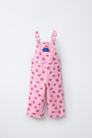 LONG FLORAL TWILL DUNGAREES - Pink by Zara - Image 0