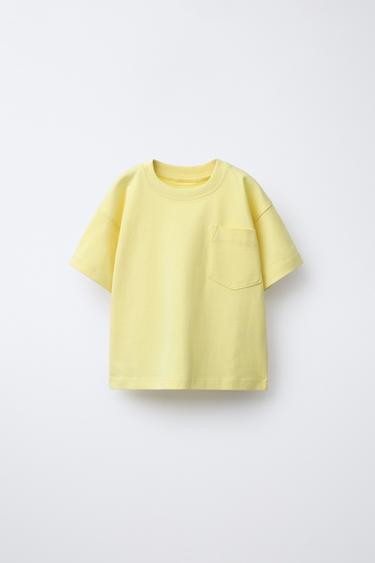 PLAIN T-SHIRT WITH POCKET - Yellow by Zara