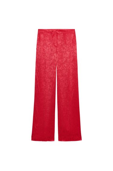 JACQUARD EGYENES SZÁRÚ NADRÁG – Málnaszín a ZARA-tól