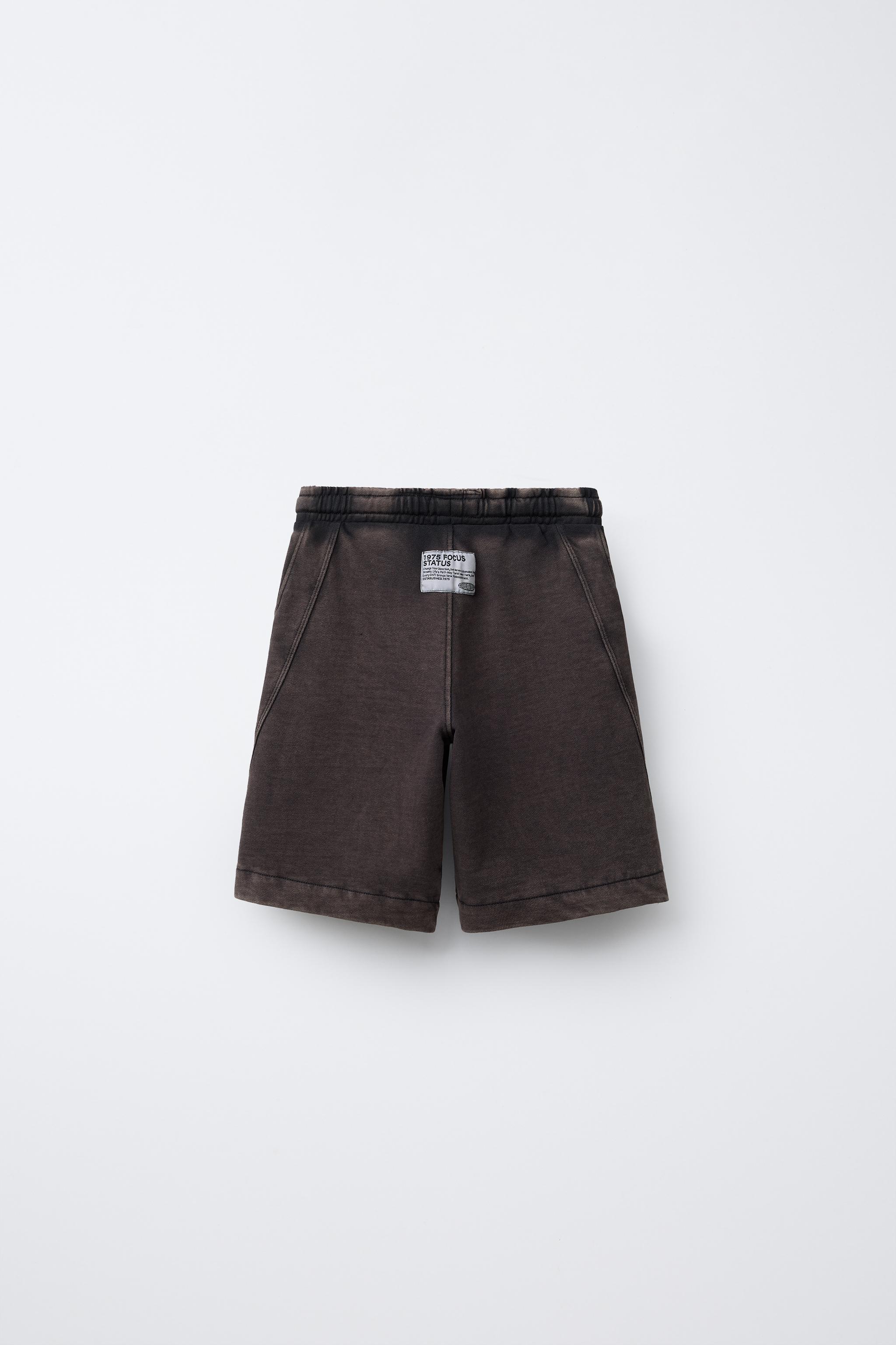 WORN EFFECT PLUSH SHORTS - Dark brown | ZARA United States