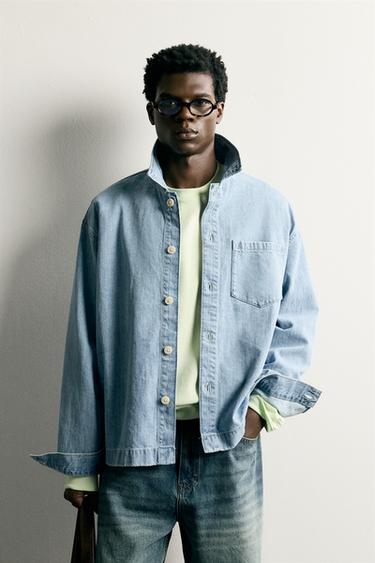 BOXY FIT DENIM SHIRT - Mid-blue by Zara