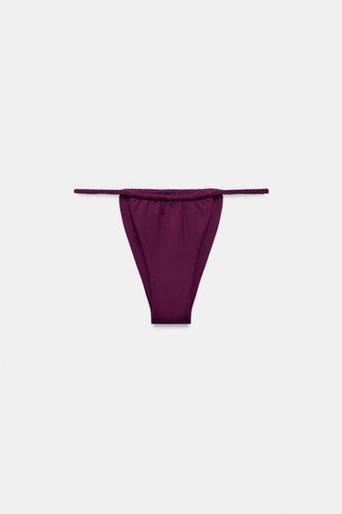 BRAIDED CURTAIN BIKINI BOTTOMS - Aubergine by Zara