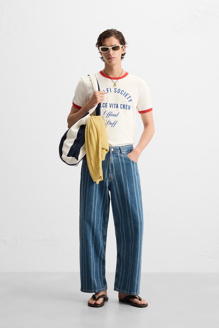 リラックスフィットストライプデニムパンツ - ブルー | ZARA Japan / 日本
