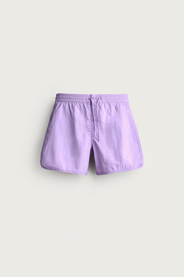 MID-LENGTH SWIMSUIT WITH VENTS — Mauve