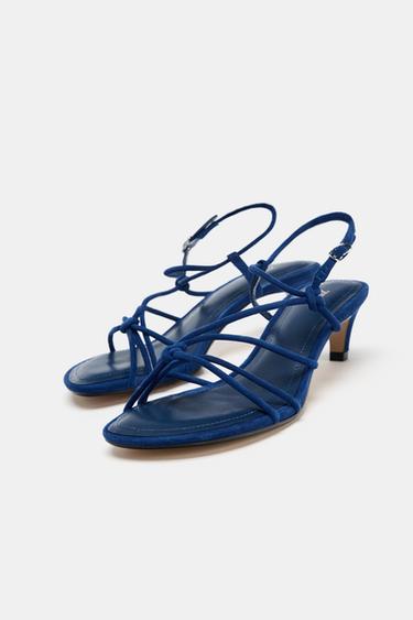 LEATHER KNOTTED HIGH-HEEL SANDALS - Bluish by Zara - Image 1