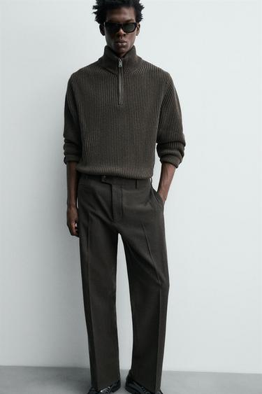 REGULAR FIT FLANNEL TROUSERS - Brown by Zara - Image 5