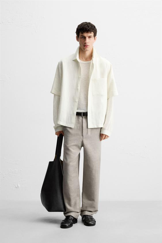 TEXTURED REGULAR FIT PANTS