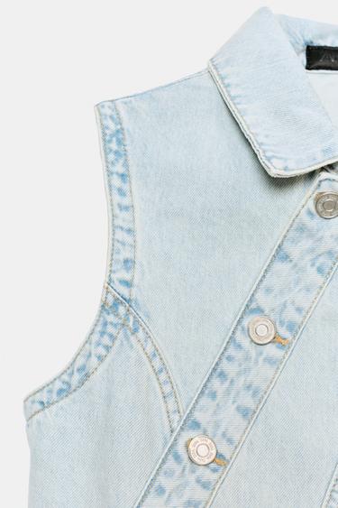 GILET COURT EN DENIM Z1975 - Bleu clair de Zara - Image 7