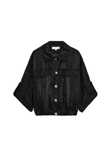 サファリロールアップスリーブブラウスブラックZaraのサファリロールアップスリーブブラウス - ブラック 