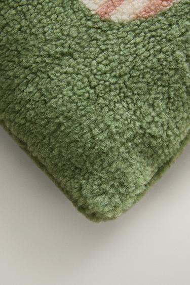 CHILDREN'S FAUX SHEARLING CUSHION WITH S — Light green 2