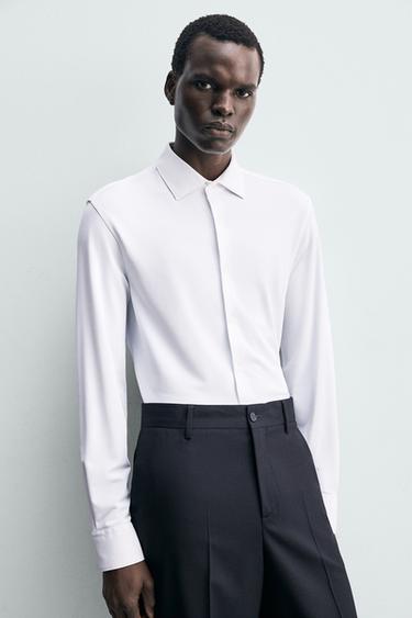 CHEMISE ÉLASTIQUE STRUCTURÉE - Blanc de Zara - Image 5