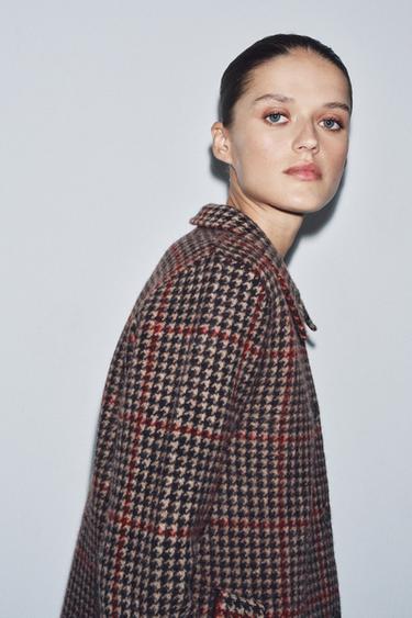 MANTEAU 100% LAINE PIED-DE-POULE - Multicolore de Zara - Image 3