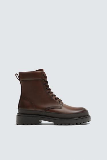 BOTA DE CADARÇOS COM VOLUME - Marrom da Zara