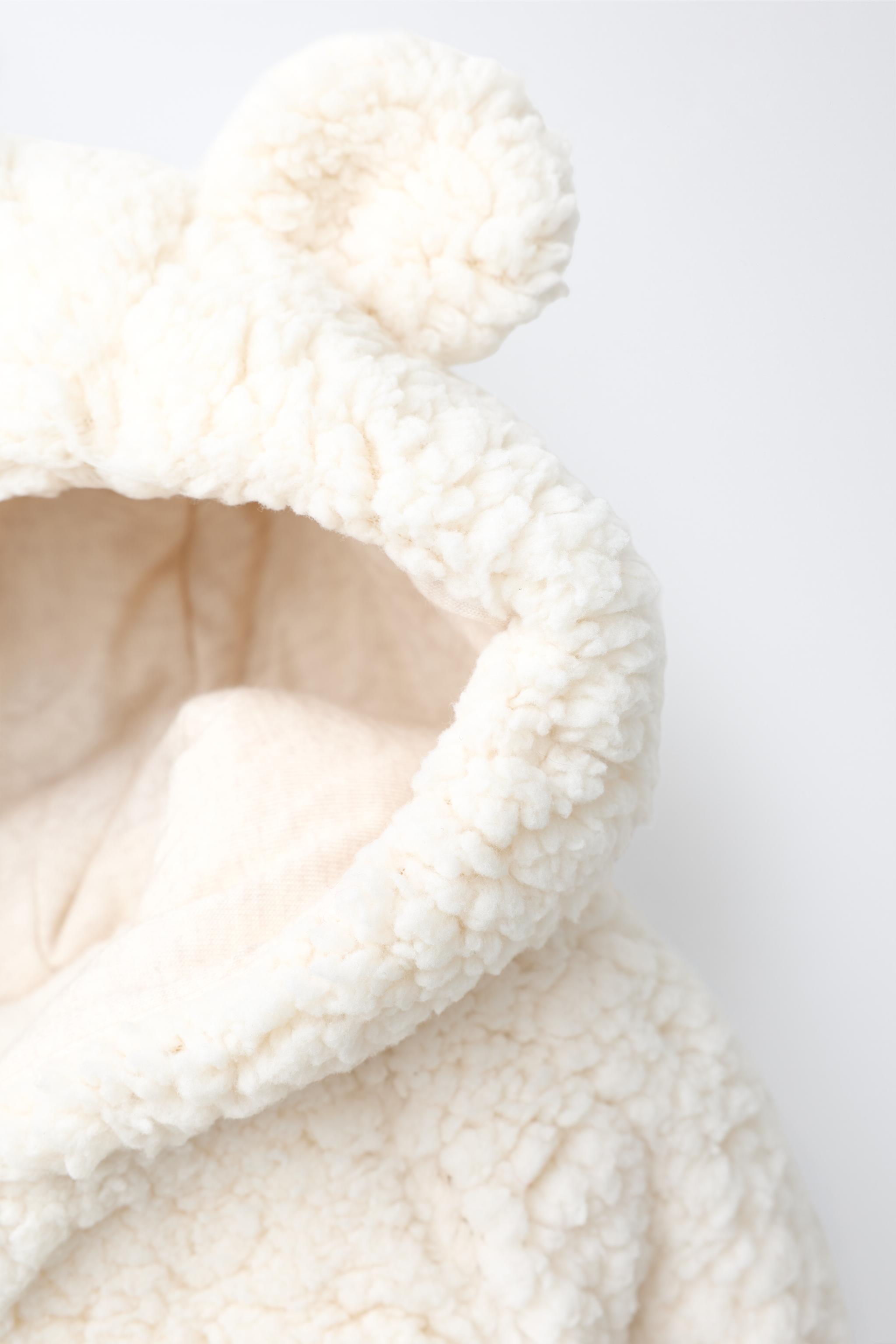 FAUX SHEARLING HOODIE JUMPSUIT WITH EARS
