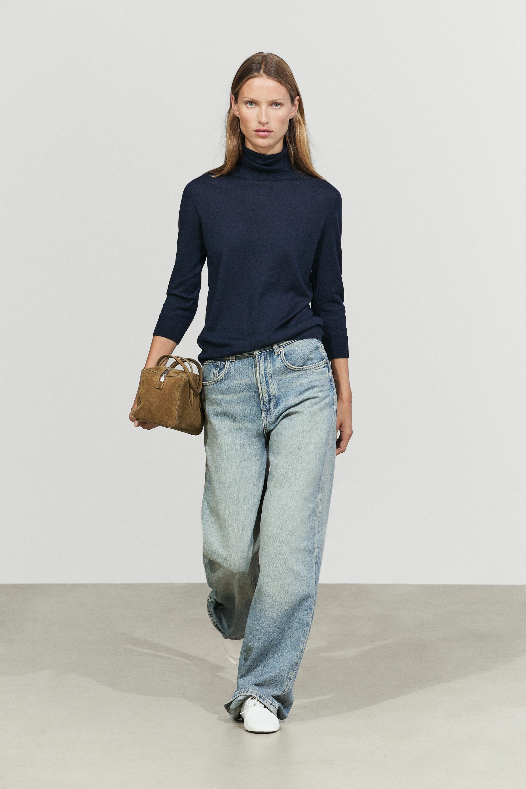 Pull en maille col roulé laine