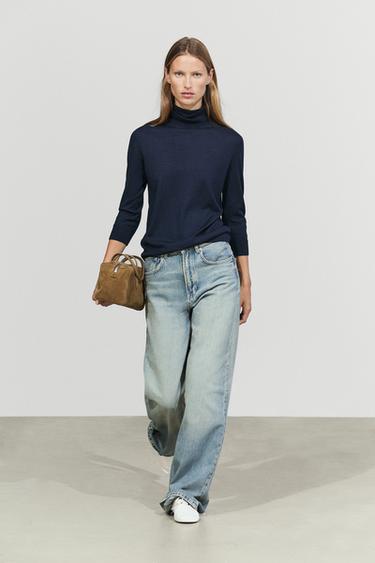 Zara Wool blend turtleneck knit sweater - Navy blue - Image 0