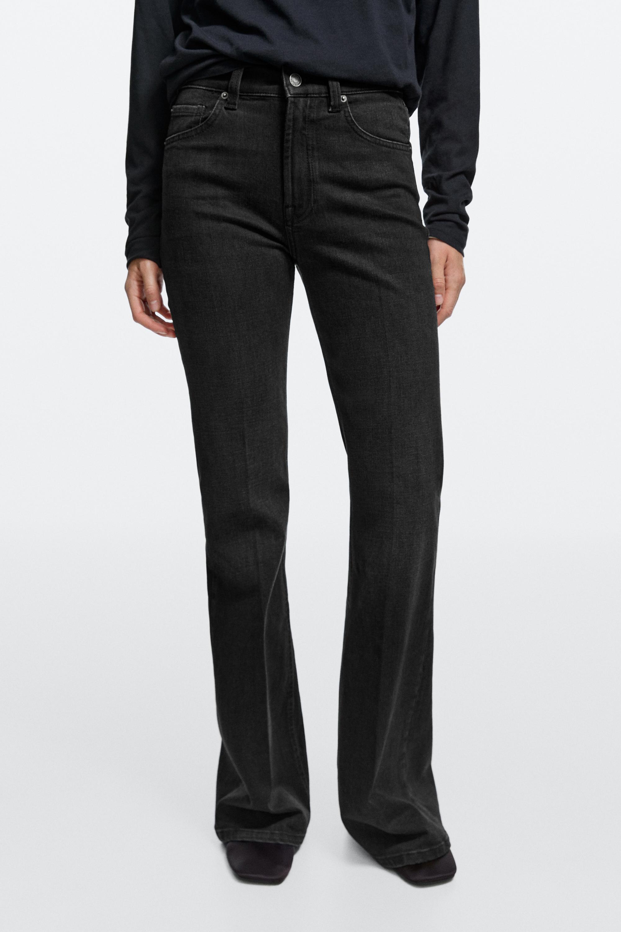 High-waist skinny flare jeans — Black