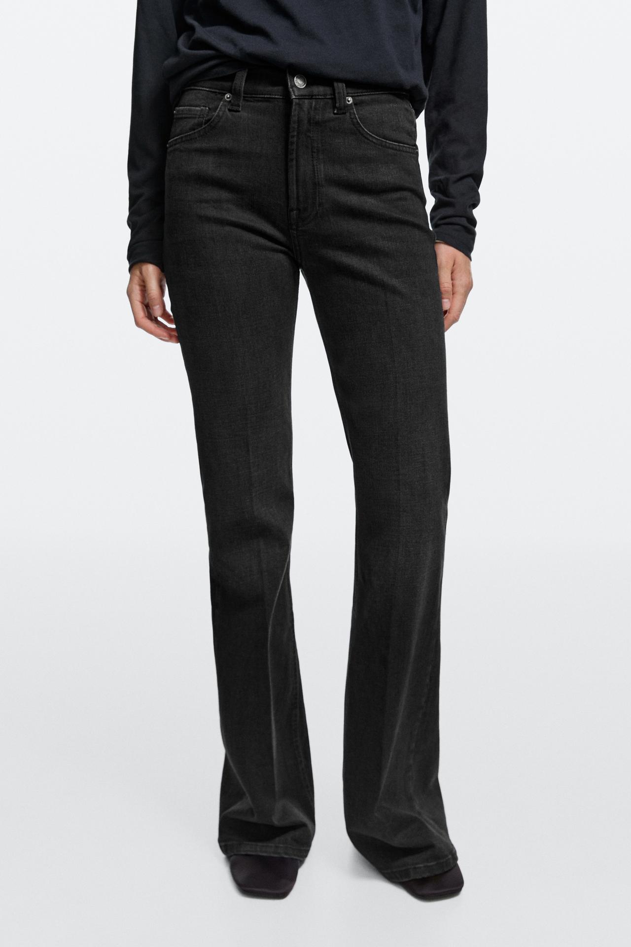 High-waist skinny flare jeans — Black