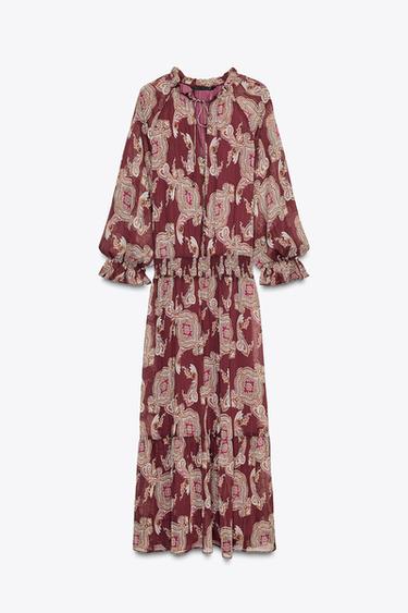 LONG METALLIC THREAD PRINTED DRESS - Multicoloured by Zara - Image 0