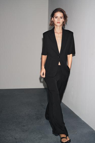 ZW COLLECTION SHORT SLEEVE BLAZER - Black by Zara