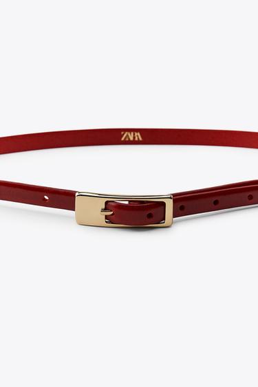 CEINTURE FINE EN CUIR - Rouge de Zara - Image 2