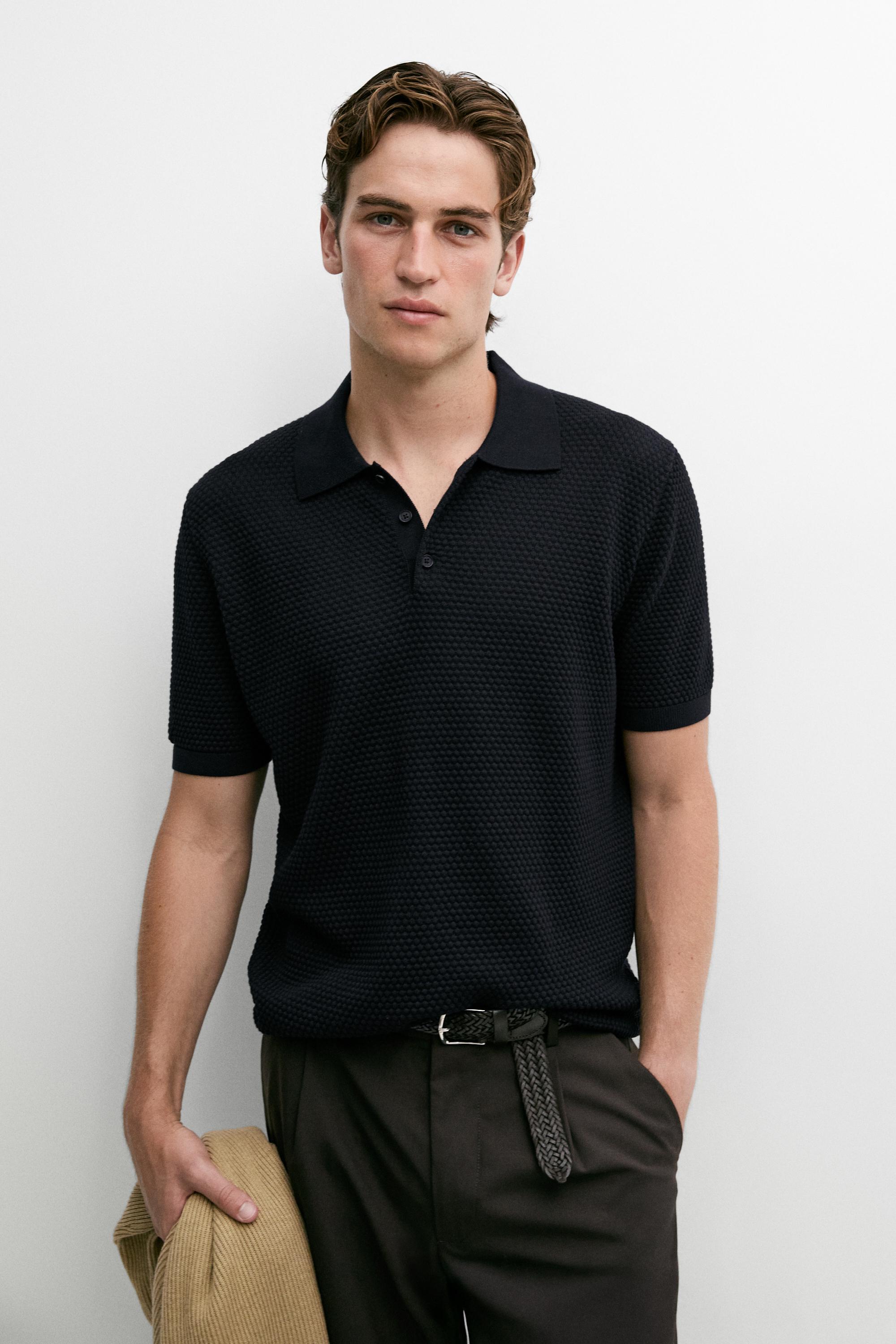 100% Cotton Short Sleeve Knit Polo — Navy blue