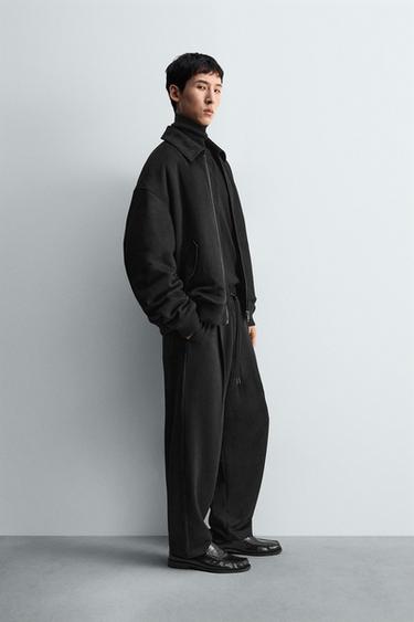 FAUX SUEDE PLEATED TROUSERS - Black by Zara