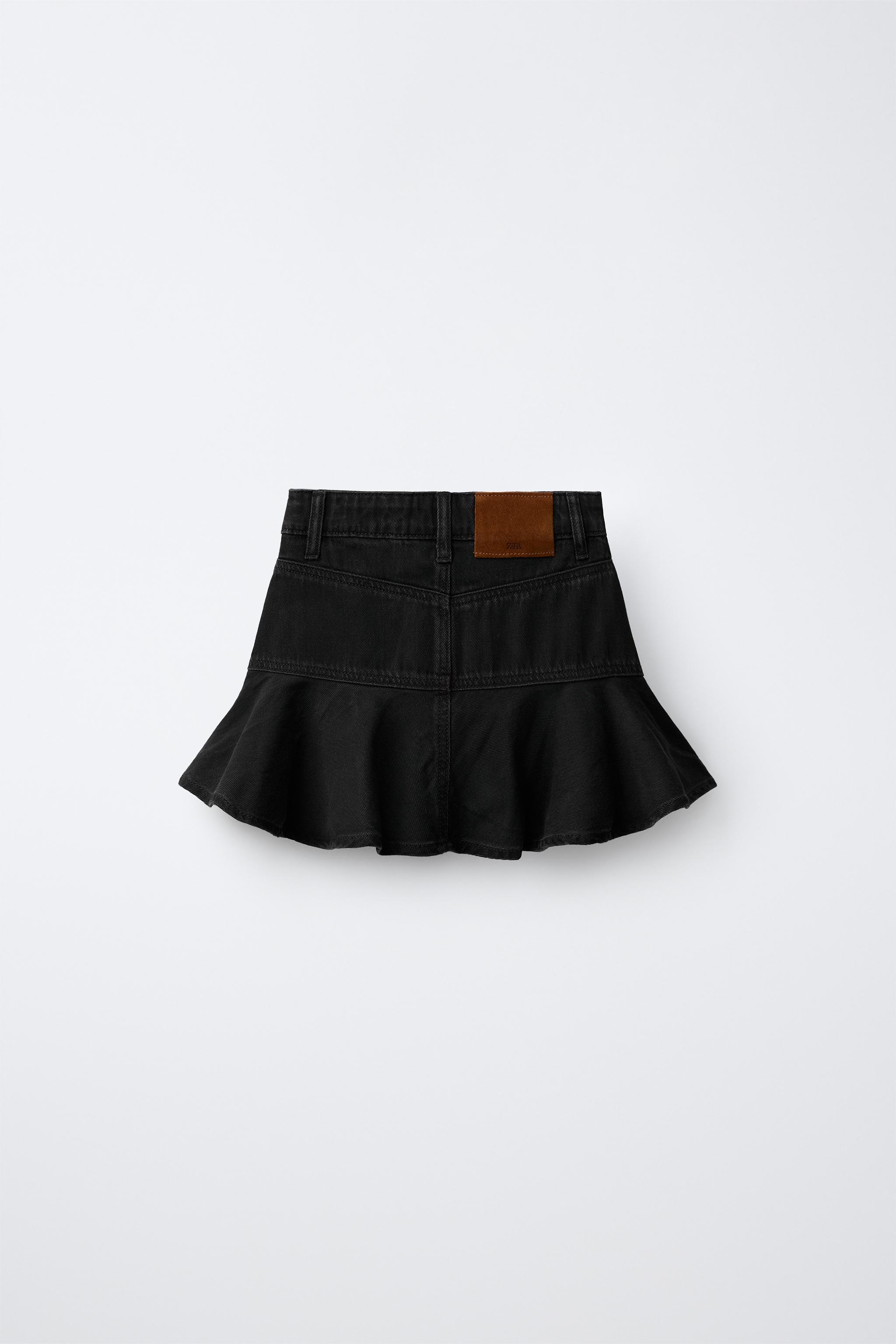 RUFFLED DENIM SKIRT
