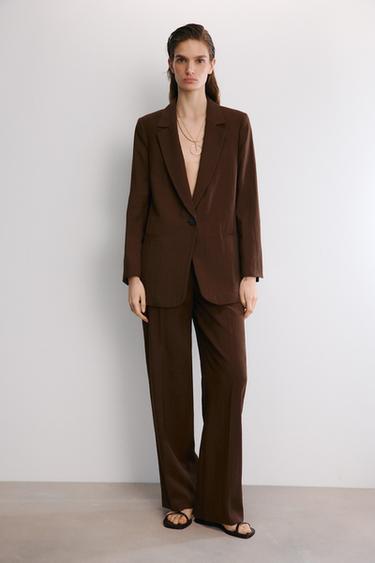 Zara STRAIGHT LEG PANTS - Brown