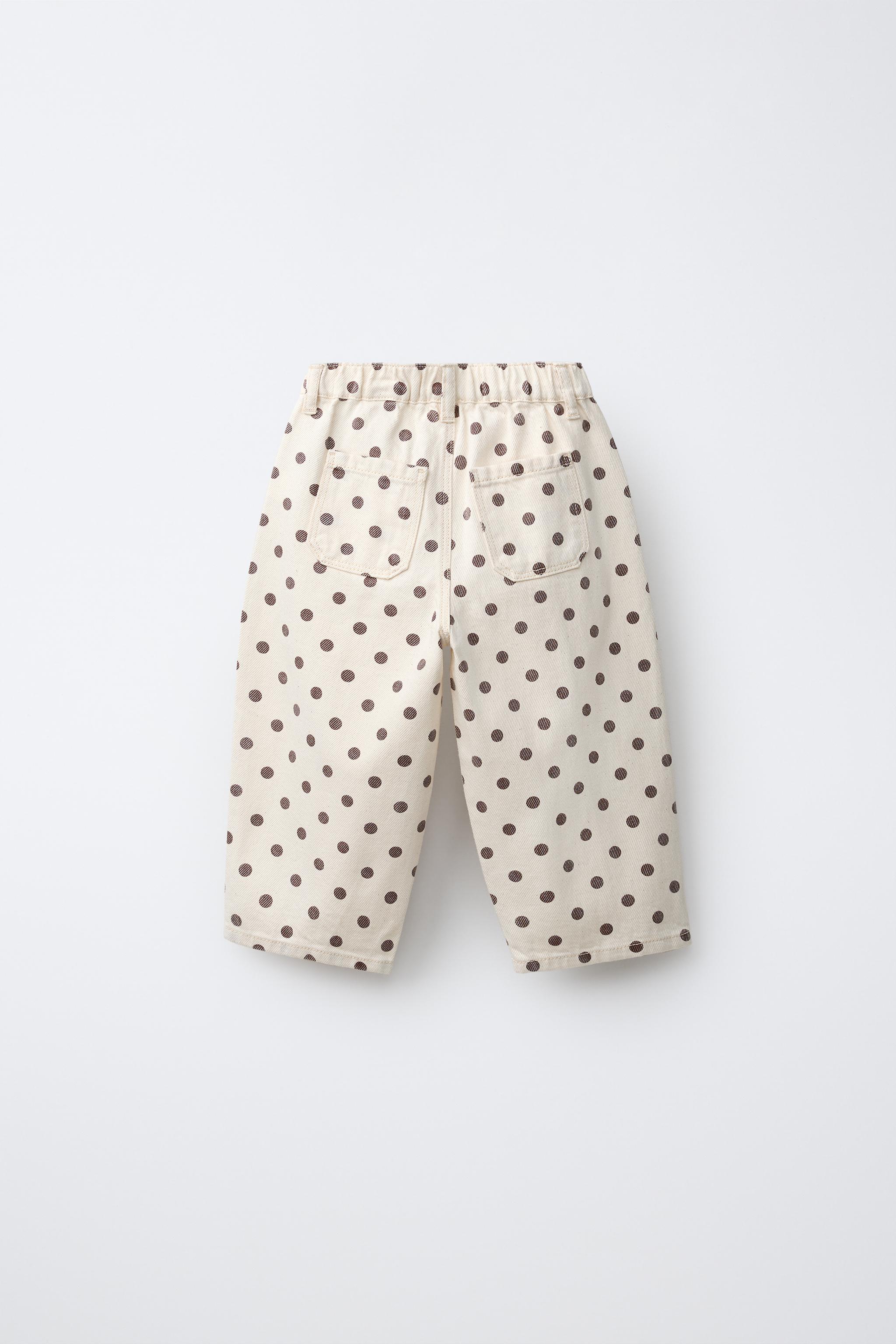 PANTALON BARREL EN SERGÉ À POIS