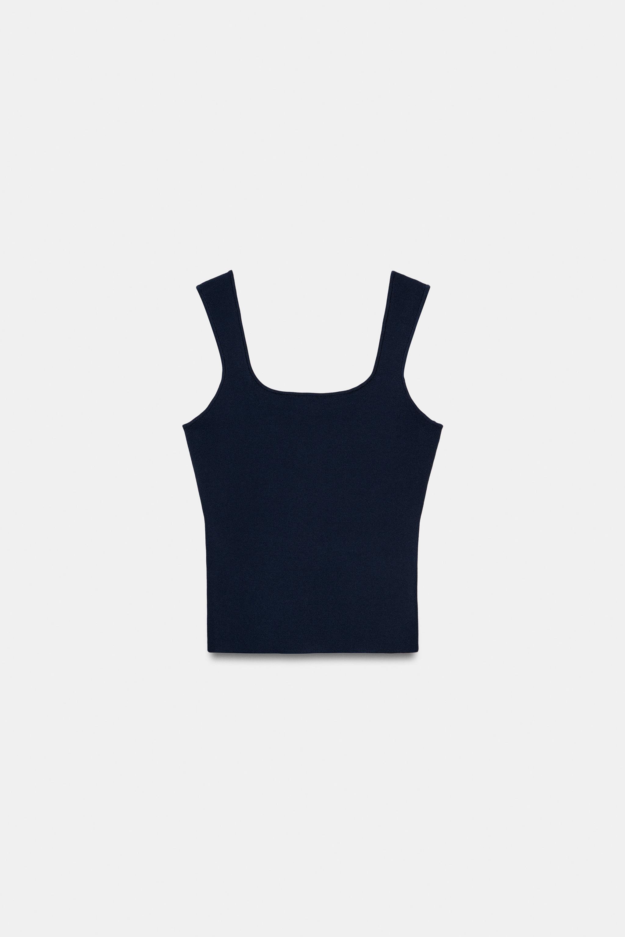 KNIT TOP WITH WIDE STRAPS - Navy blue | ZARA South Africa