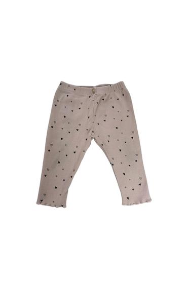 RIBBED HEART PRINT LEGGINGS WITH RUFFLES.