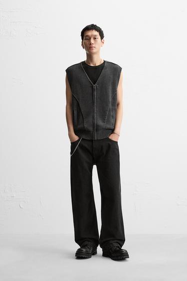WASHED KNIT VEST - Anthracite Grey by Zara - Image 0